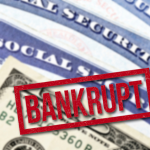 Social Security Cards representing Bankrupt System Loss of Money