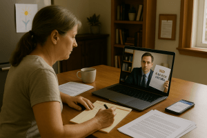 SSDI Applicant Consulting with Disability Attorney via Video Call