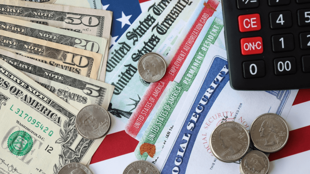 Social Security disability documents with US money and calculator explaining what is the 12 month rule for social security disability