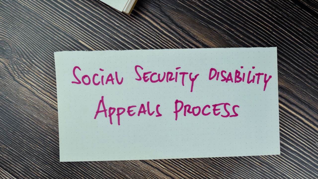 Handwritten note reading "Social Security Disability Appeals Process" on white paper, related to how to speed up a disability appeal