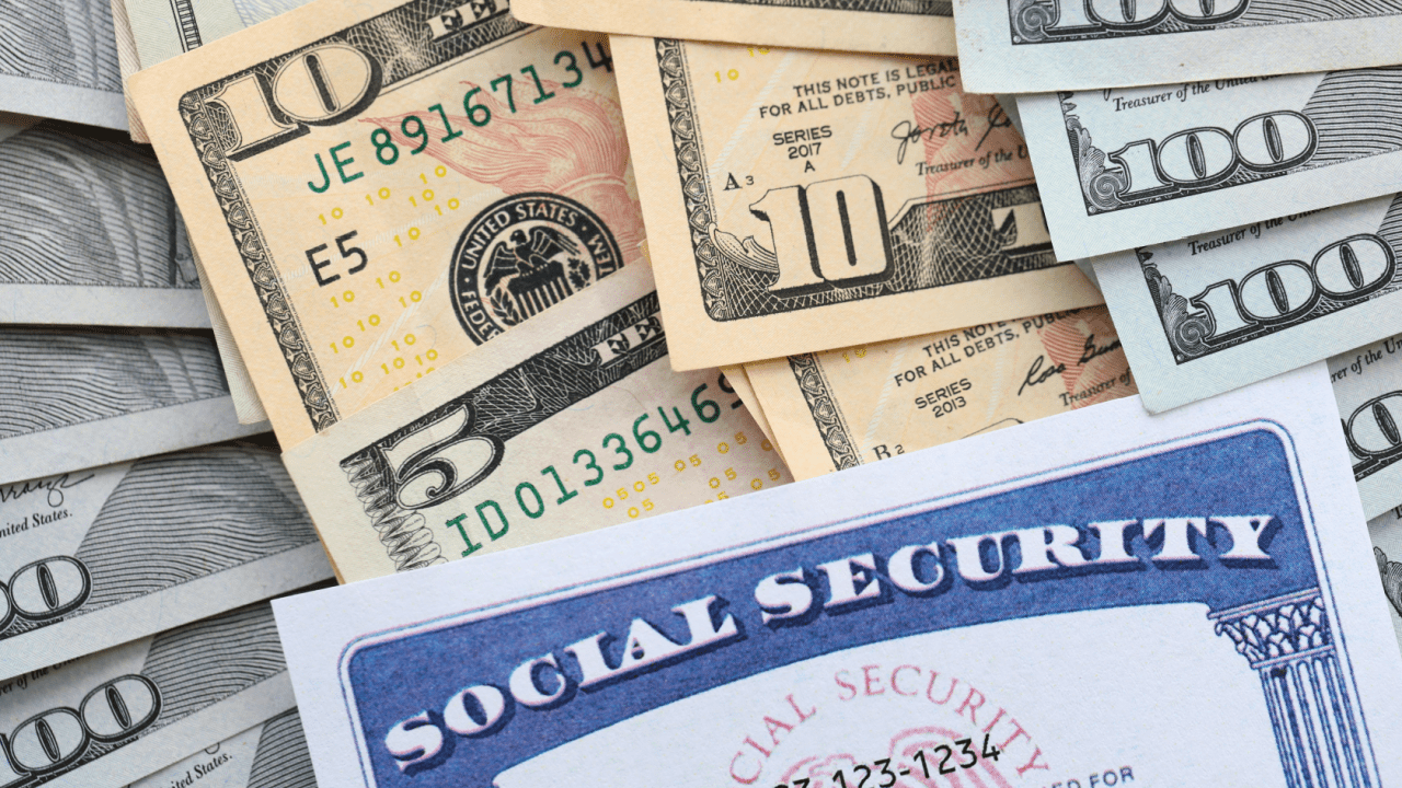 Social Security card with dollar bills showing how far back will Social Security pay for disability benefits