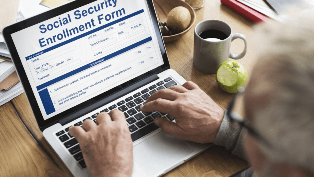 Person completing Social Security enrollment form on laptop illustrating what is the best way to apply for SSDI