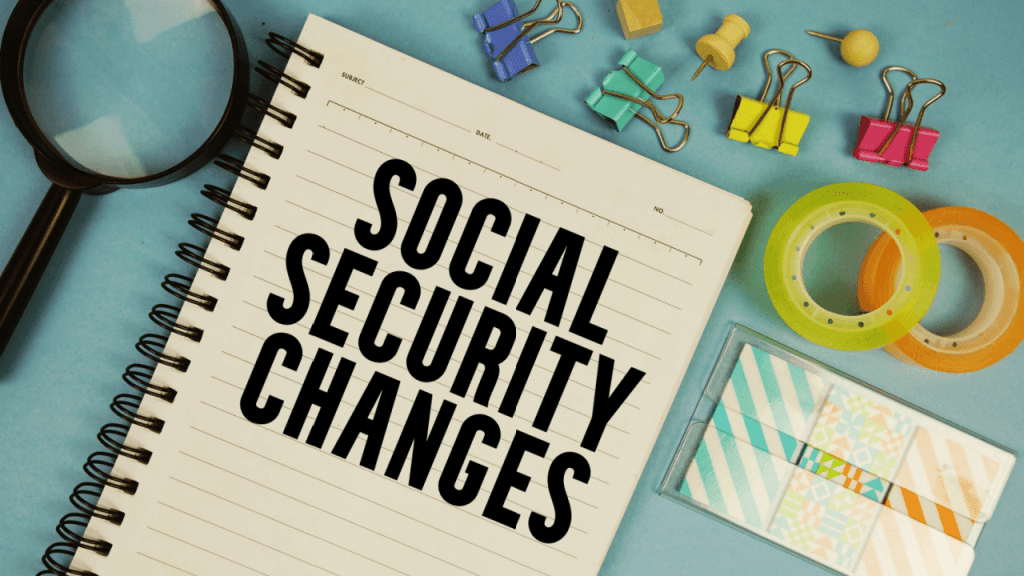 SSDI changes this year explained 2026 notebook with Social Security changes written on desk with office supplies